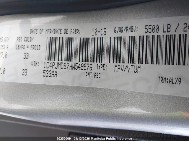 1C4PJMDS7HW549976 Jeep Cherokee Limited