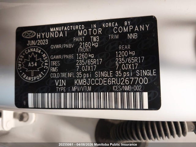 2024 Hyundai Tucson Trend მანქანა იყიდება აუქციონზე, vin: KM8JCCDE6RU267700, აუქციონის ნომერი: 20255061
