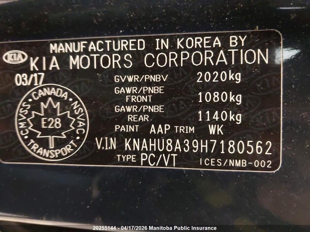 Aukcja sprzedaży 2017 Kia Rondo Ex, vin: KNAHU8A39H7180562, numer aukcji: 20255144