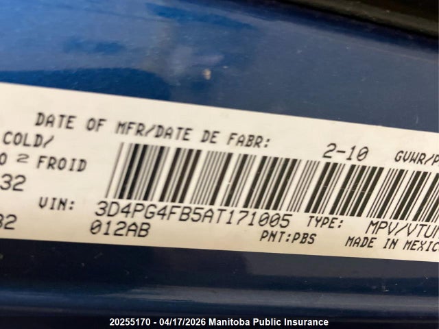 20255170 :رقم المزاد ، 3D4PG4FB5AT171005 vin ، 2010 Dodge Journey Se مزاد بيع