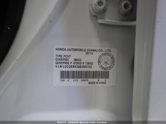 Продаж на аукціоні авто 2014 Honda Fit Dx, vin: LUCGE8H30E3002152, номер лоту: 20255175