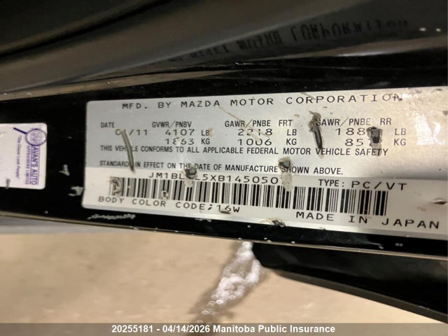 Aukcja sprzedaży 2011 Mazda 3 Mazda Sport Gs, vin: JM1BL1L5XB1450507, numer aukcji: 20255181