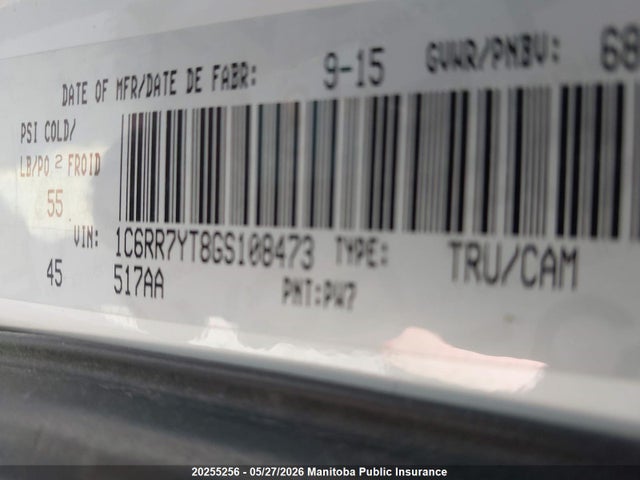 20255256 :رقم المزاد ، 1C6RR7YT8GS108473 vin ، 2016 Dodge Ram 1500 Rebel Crew Cab مزاد بيع