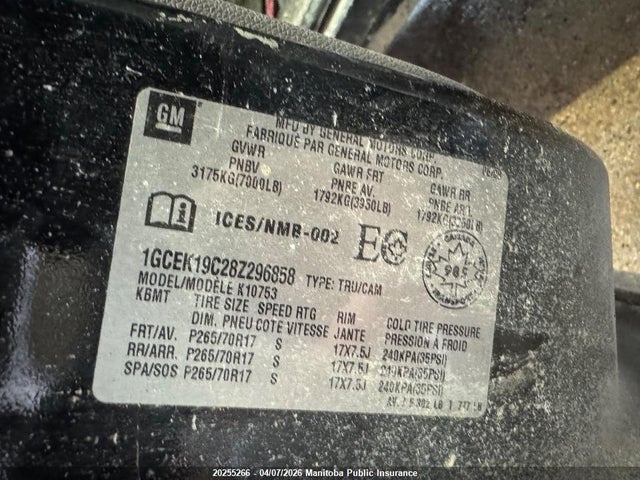 Продаж на аукціоні авто 2008 Chevrolet Silverado 1500 Lt Ext Cab, vin: 1GCEK19C28Z296858, номер лоту: 20255266