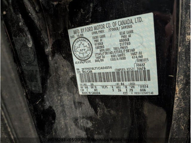 Aukcja sprzedaży 2001 Ford F150, vin: 2FTPX18L71CA04054, numer aukcji: 20255283