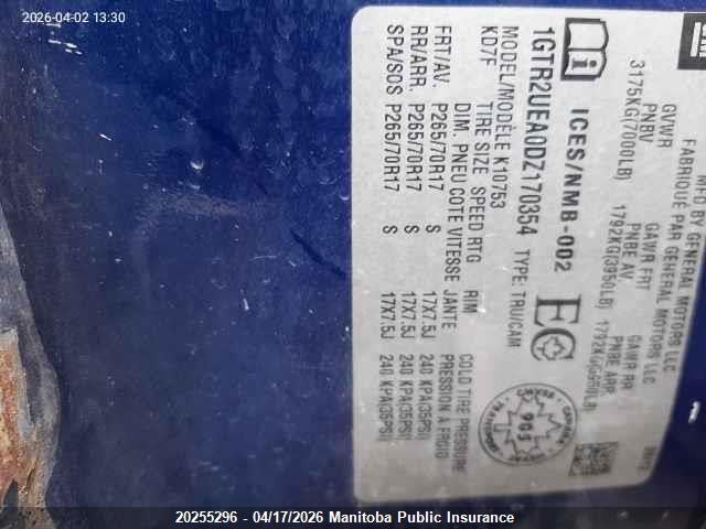 20255296 :رقم المزاد ، 1GTR2UEA0DZ170354 vin ، 2013 Gmc Sierra 1500 Nevada Edition مزاد بيع