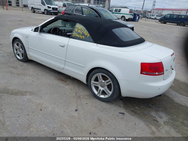 2008 Audi A4 2.0t Quattro Cabriolet მანქანა იყიდება აუქციონზე, vin: WAUDF48H68K014919, აუქციონის ნომერი: 20255329