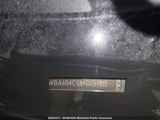 20255413 :رقم المزاد ، WBA6B4C58FD761103 vin ، 2015 Bmw 650i Xdrive Gran Coupe مزاد بيع