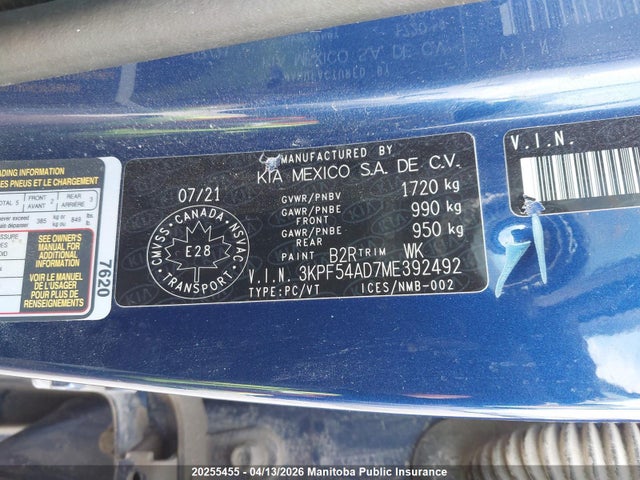 3KPF54AD7ME392492 KIA Forte Ex+