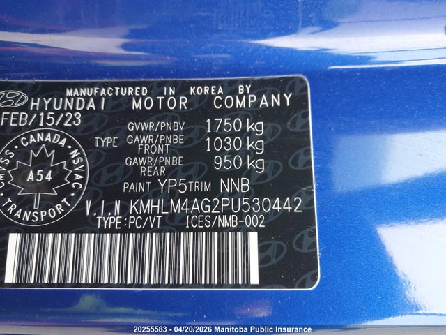 KMHLM4AG2PU530442 Hyundai ELANTRA SEL