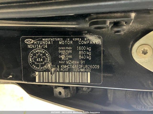 Продаж на аукціоні авто 2015 Hyundai Accent Gls, vin: KMHCT4AE0FU826009, номер лоту: 20255608