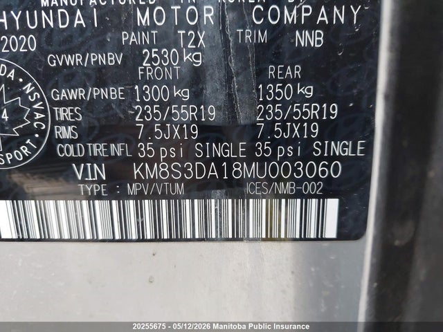 KM8S3DA18MU003060 Hyundai Santa Fe Preferred Hybrid