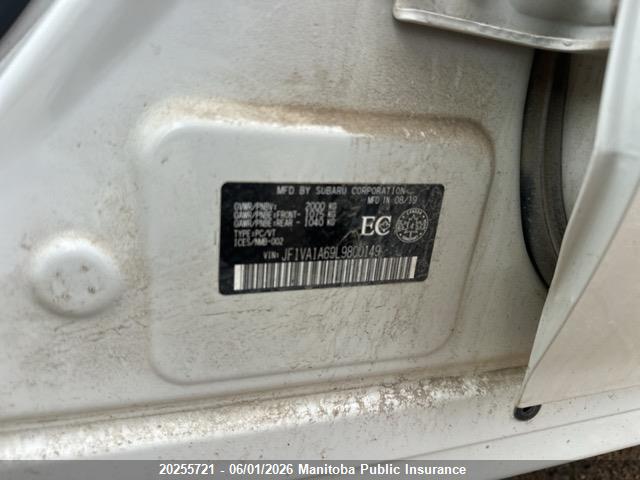 2020 Subaru Wrx მანქანა იყიდება აუქციონზე, vin: JF1VA1A69L9800149, აუქციონის ნომერი: 20255721