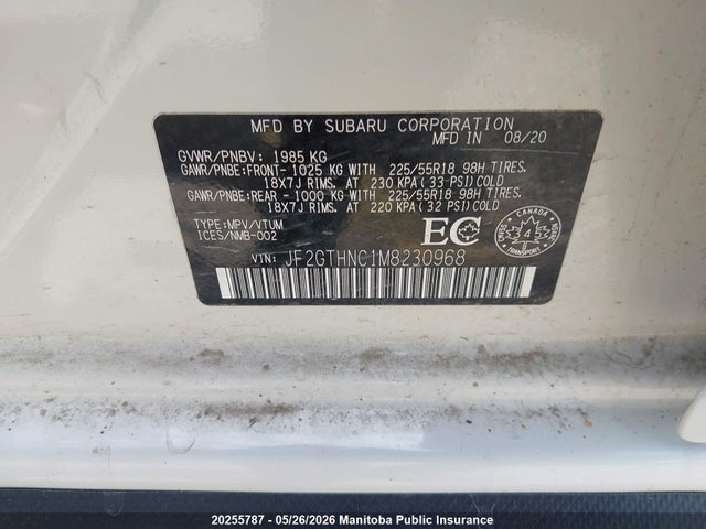 JF2GTHNC1M8230968 Subaru Crosstrek Limited