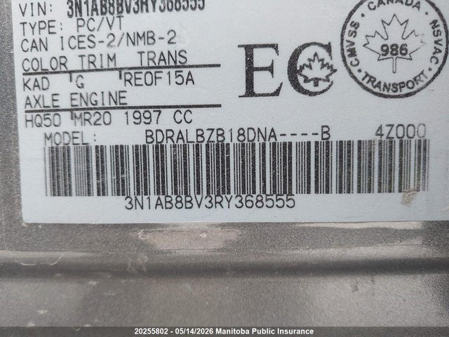 Продажа на аукционе авто 2024 Nissan Sentra 2.0 S, vin: 3N1AB8BV3RY368555, номер лота: 20255802