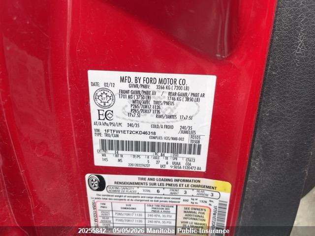 Aukcja sprzedaży 2012 Ford F150 Fx4 Supercrew, vin: 1FTFW1ET2CKD46318, numer aukcji: 20255842