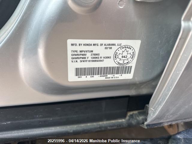 Aukcja sprzedaży 2008 Honda Pilot Lx, vin: 5FNYF18198B503947, numer aukcji: 20255996