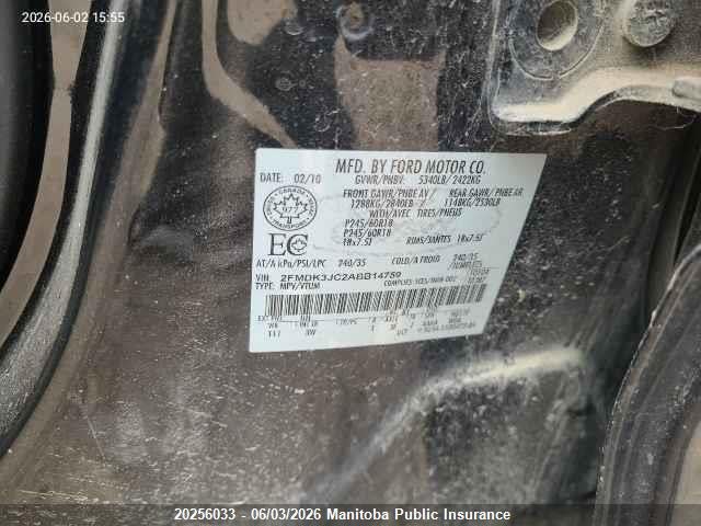 2010 Ford Edge Sel მანქანა იყიდება აუქციონზე, vin: 2FMDK3JC2ABB14759, აუქციონის ნომერი: 20256033