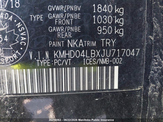 2018 Hyundai Elantra Sport მანქანა იყიდება აუქციონზე, vin: KMHD04LBXJU717047, აუქციონის ნომერი: 20256063