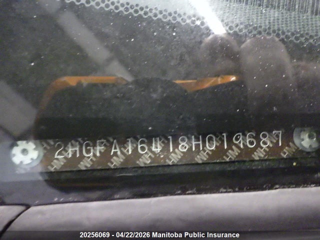 Aukcja sprzedaży 2008 Honda Civic Dx-g, vin: 2HGFA16418H019687, numer aukcji: 20256069