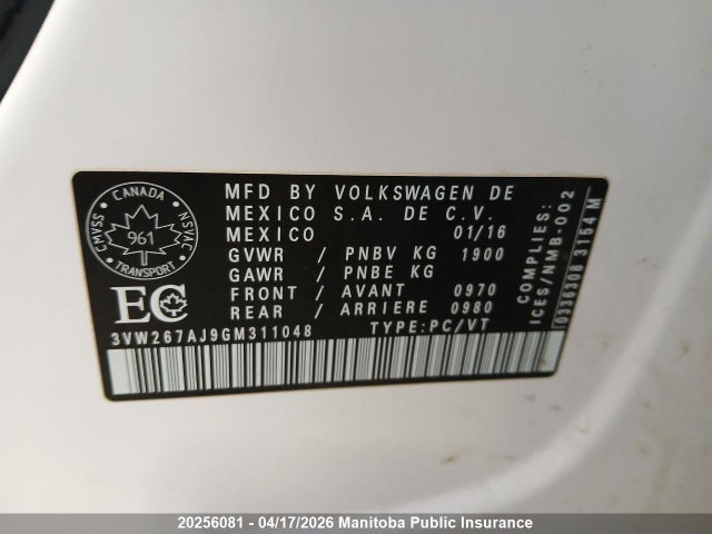 3VW267AJ9GM311048 Volkswagen Jetta 1.4 Tsi
