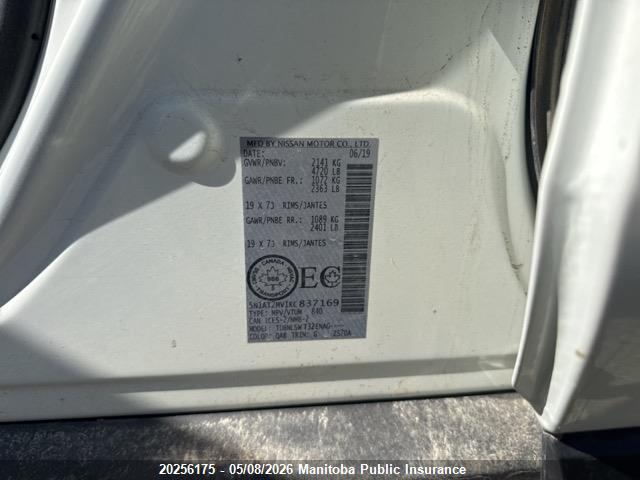 Продажа на аукционе авто 2019 Nissan Rogue Sl, vin: 5N1AT2MV1KC837169, номер лота: 20256175