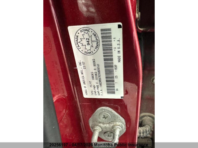 Aukcja sprzedaży 2007 Honda Accord Se, vin: 1HGCM56767A809141, numer aukcji: 20256197