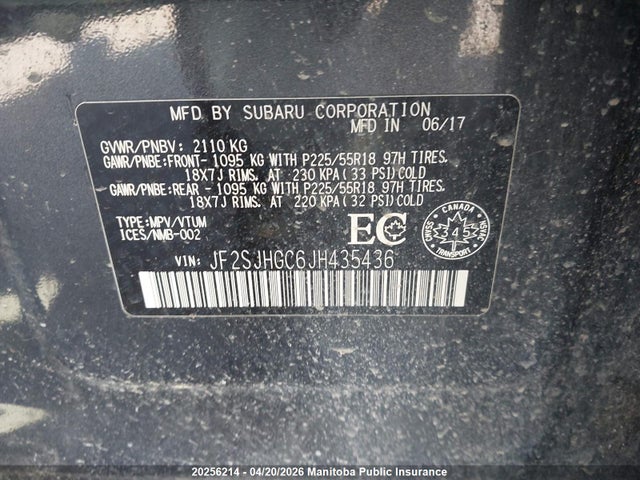 JF2SJHGC6JH435436 Subaru Forester 2.0xt Touring