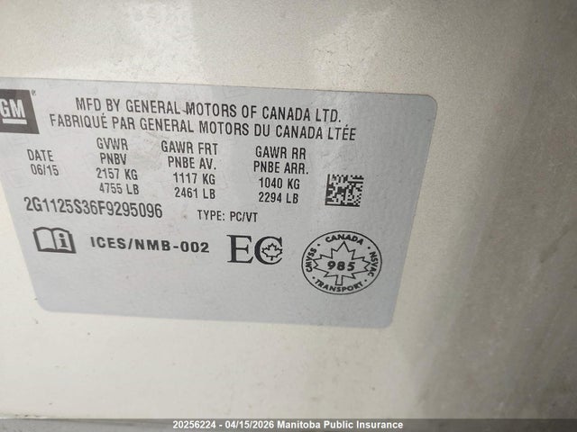 2G1125S36F9295096 Chevrolet Impala Lt V6