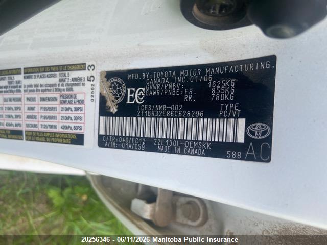 Aukcja sprzedaży 2006 Toyota Corolla Sport, vin: 2T1BR32E86C628296, numer aukcji: 20256346