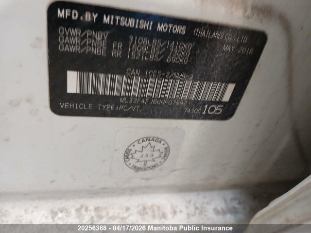 Aukcja sprzedaży 2017 Mitsubishi Mirage G4 Sel, vin: ML32F4FJ6HHF07552, numer aukcji: 20256368