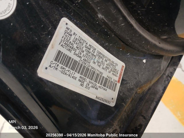 1993 Toyota Camry Le მანქანა იყიდება აუქციონზე, vin: JT2SK12F5P0177382, აუქციონის ნომერი: 20256398