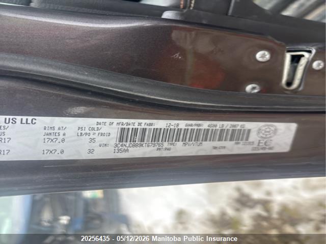 Auction sale of the 2019 Jeep Compass North, vin: 3C4NJDBB9KT679765, lot number: 20256435