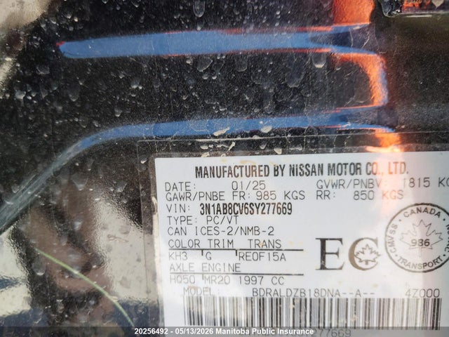 2025 Nissan Sentra 2.0 Sv მანქანა იყიდება აუქციონზე, vin: 3N1AB8CV6SY277669, აუქციონის ნომერი: 20256492