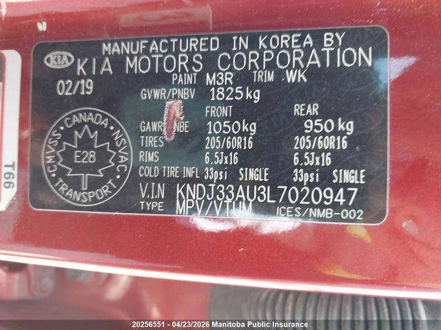 KNDJ33AU3L7020947 KIA SOUL EX