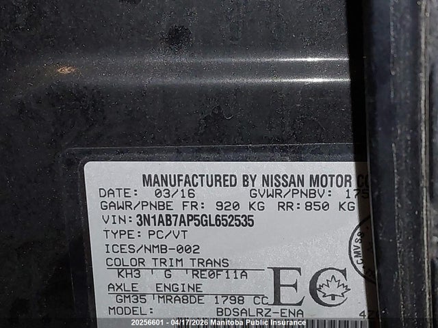3N1AB7AP5GL652535 Nissan Sentra 1.8 Sr
