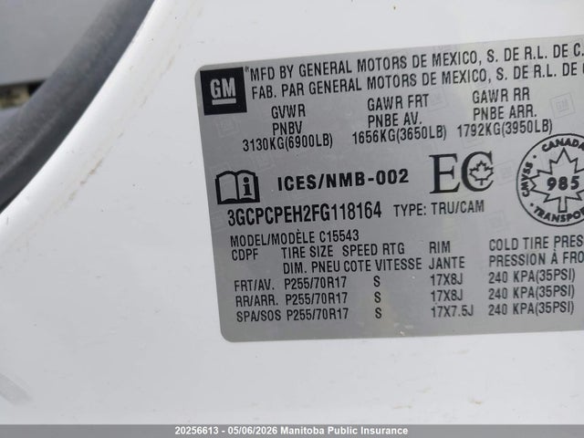 Aukcja sprzedaży 2015 Chevrolet Silverado 1500 Ls Crew Cab, vin: 3GCPCPEH2FG118164, numer aukcji: 20256613