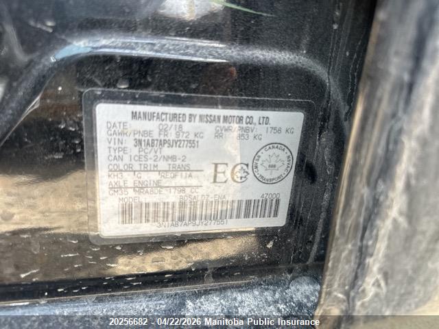 3N1AB7AP9JY277551 Nissan Sentra 1.8 S