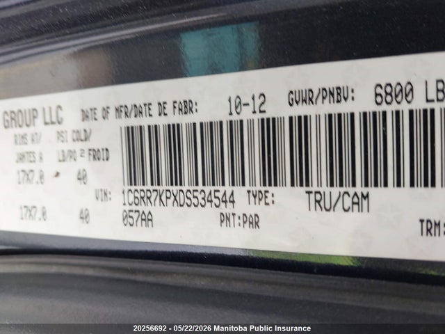 Aukcja sprzedaży 2013 Dodge Ram 1500 St Crew Cab, vin: 1C6RR7KPXDS534544, numer aukcji: 20256692