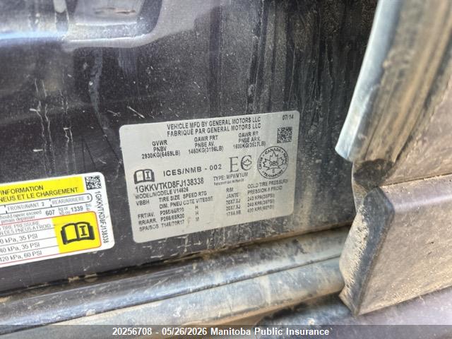 Aukcja sprzedaży 2015 Gmc Acadia Denali, vin: 1GKKVTKD8FJ138338, numer aukcji: 20256708