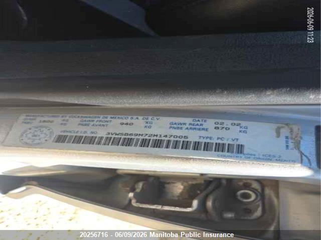 20256716 :رقم المزاد ، 3VWSB69M72M147005 vin ، 2002 Volkswagen Jetta Gls مزاد بيع