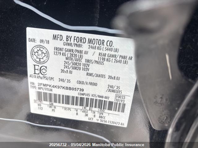2FMPK4K97KBB05739 Ford Edge Titanium