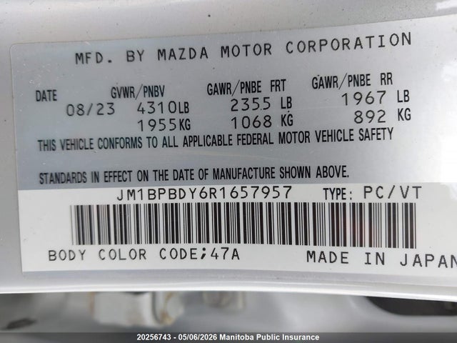 JM1BPBDY6R1657957 Mazda Mazda3 Gt 2.5t I-activ