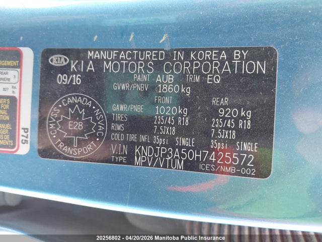 Aukcja sprzedaży 2017 Kia Soul Ex, vin: KNDJP3A50H7425572, numer aukcji: 20256802