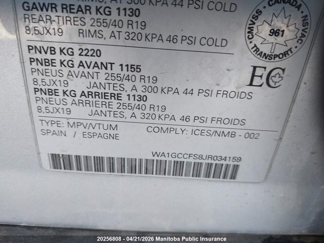 Продаж на аукціоні авто 2018 Audi Q3, vin: WA1GCCFS8JR034159, номер лоту: 20256808