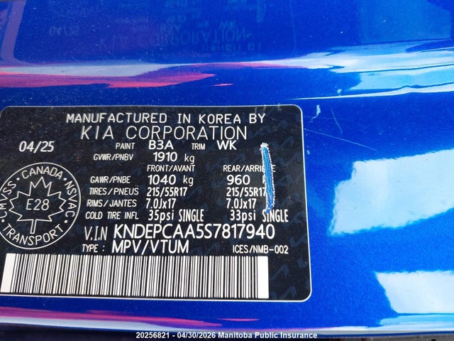 KNDEPCAA5S7817940 KIA Seltos Lx