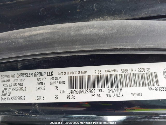 Aukcja sprzedaży 2010 Jeep Wrangler Sahara, vin: 1J4AA5D15AL222089, numer aukcji: 20256851