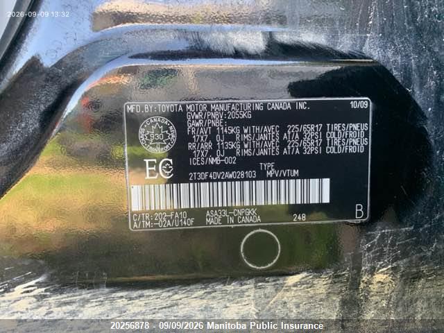 Aukcja sprzedaży 2010 Toyota Rav4 Limited, vin: 2T3DF4DV2AW028103, numer aukcji: 20256878