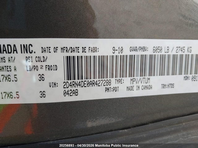 Aukcja sprzedaży 2010 Dodge Grand Caravan Se, vin: 2D4RN4DE0AR427288, numer aukcji: 20256893