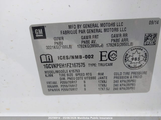 1GCVKPEH1FZ167575 Chevrolet Silverado 1500 Ls Double Cab
